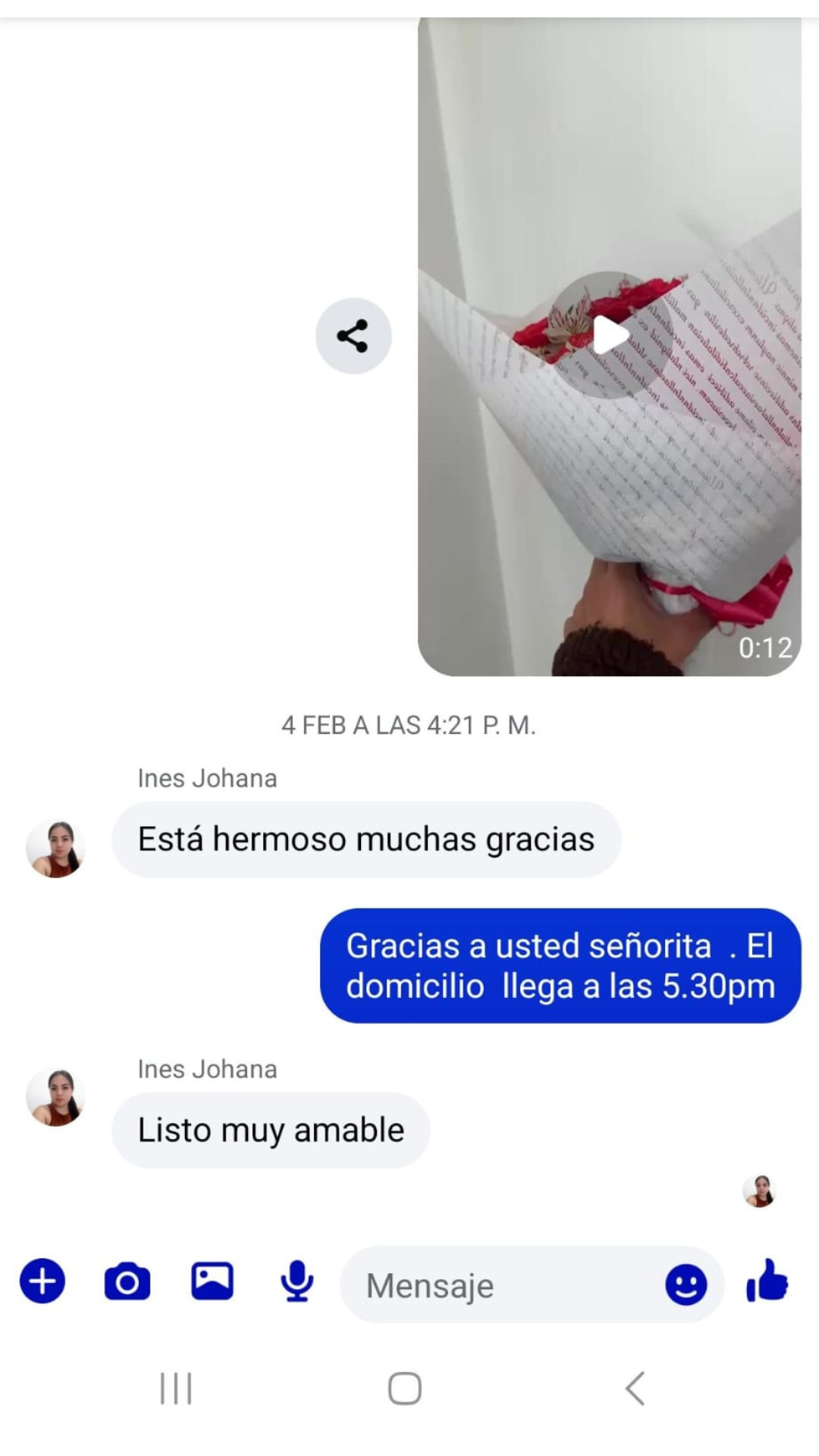 floristeria victoria cliente satisfecho